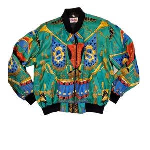Vintage 80’s Pizazz Christmas All Over Print Satin Jacket